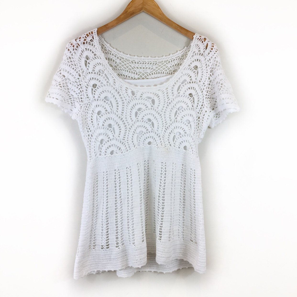 Image of Boho Top, Crochet Hippie Summer Festival Knitted Retro Beach Top