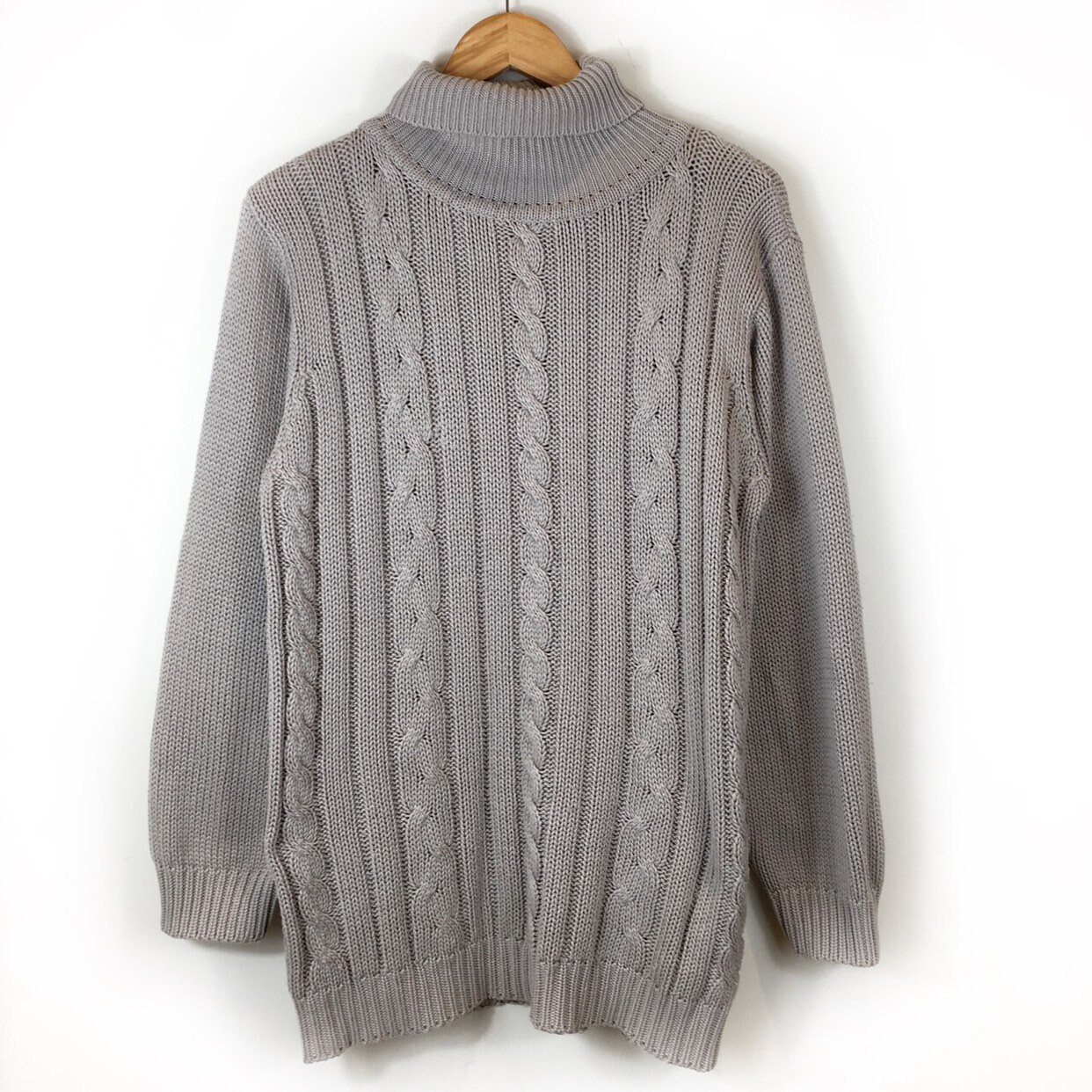 Image of Vintage Jumper, Turtleneck Retro S Ribbed Boho High Neck Sweater