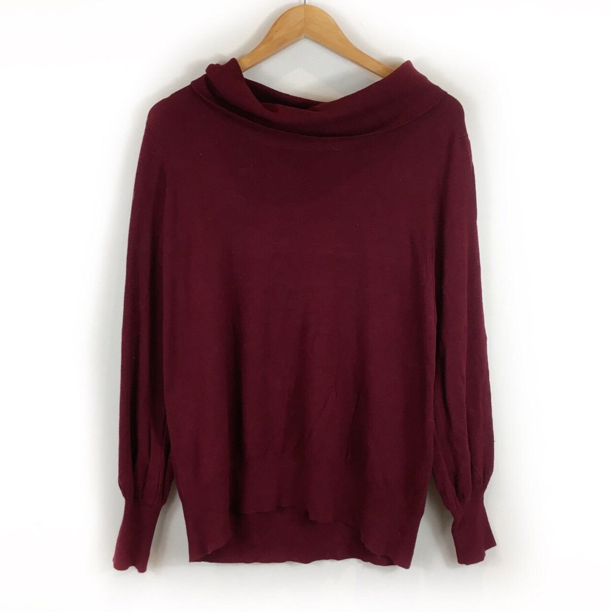 Image of Cowl Neck Jumper, Boho Retro Winter Hippie Red Knitted Top, Sweater