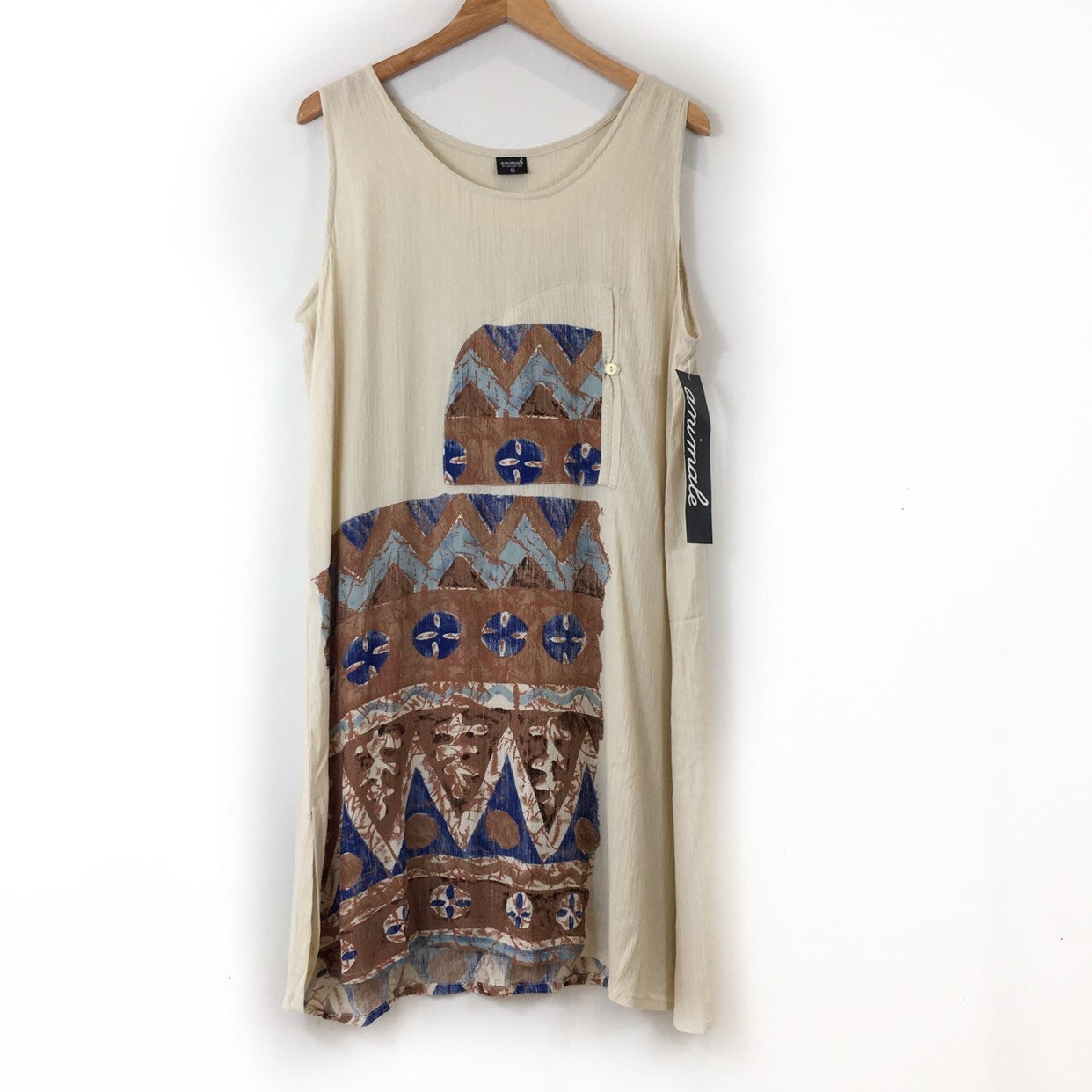 Image of Boho Dress, Retro Vintage Hippie S Abstract Summer Top, Tunic Top