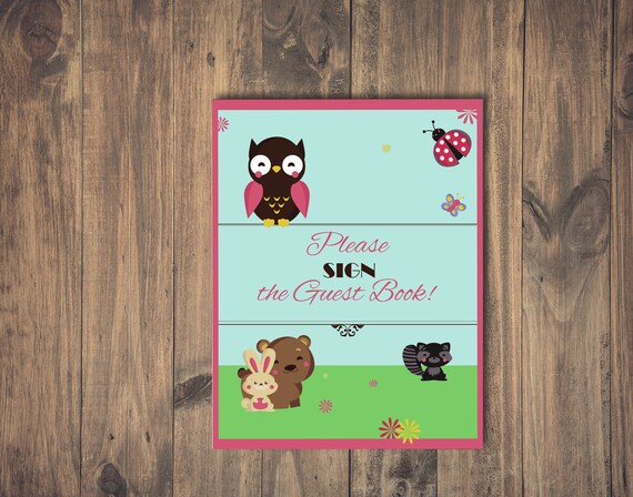 Guest Book Sign Sign The Guestbook Baby Animals Decorations Etsy