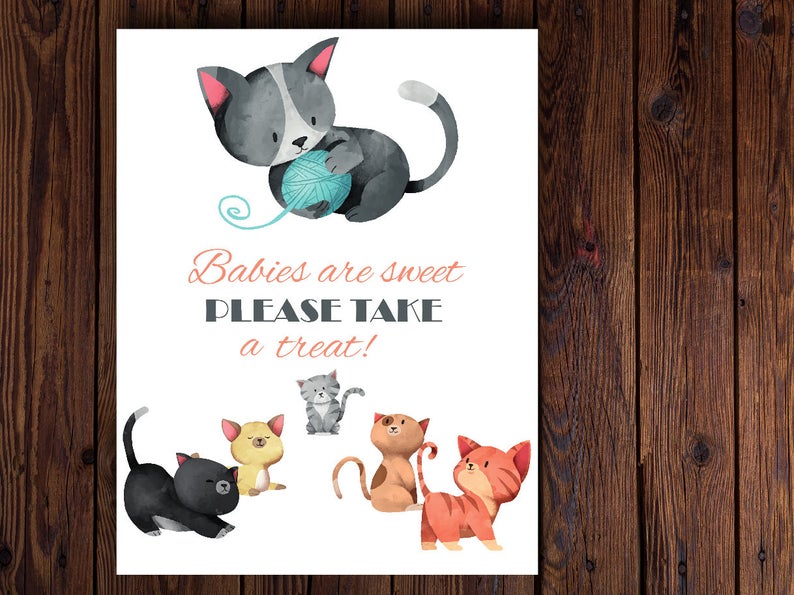 Kitten Take A Treat Sign Babies Are Sweet Kitten Table Etsy