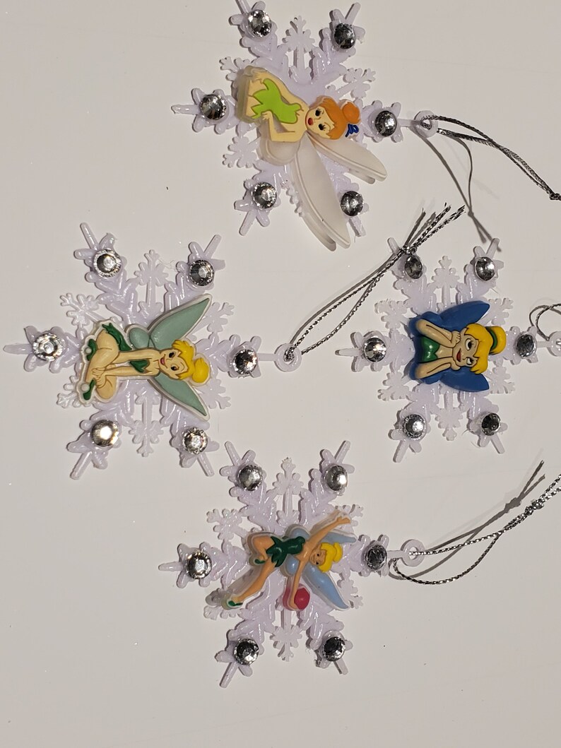 4 Handmade tink Christmas Snowflake Ornaments