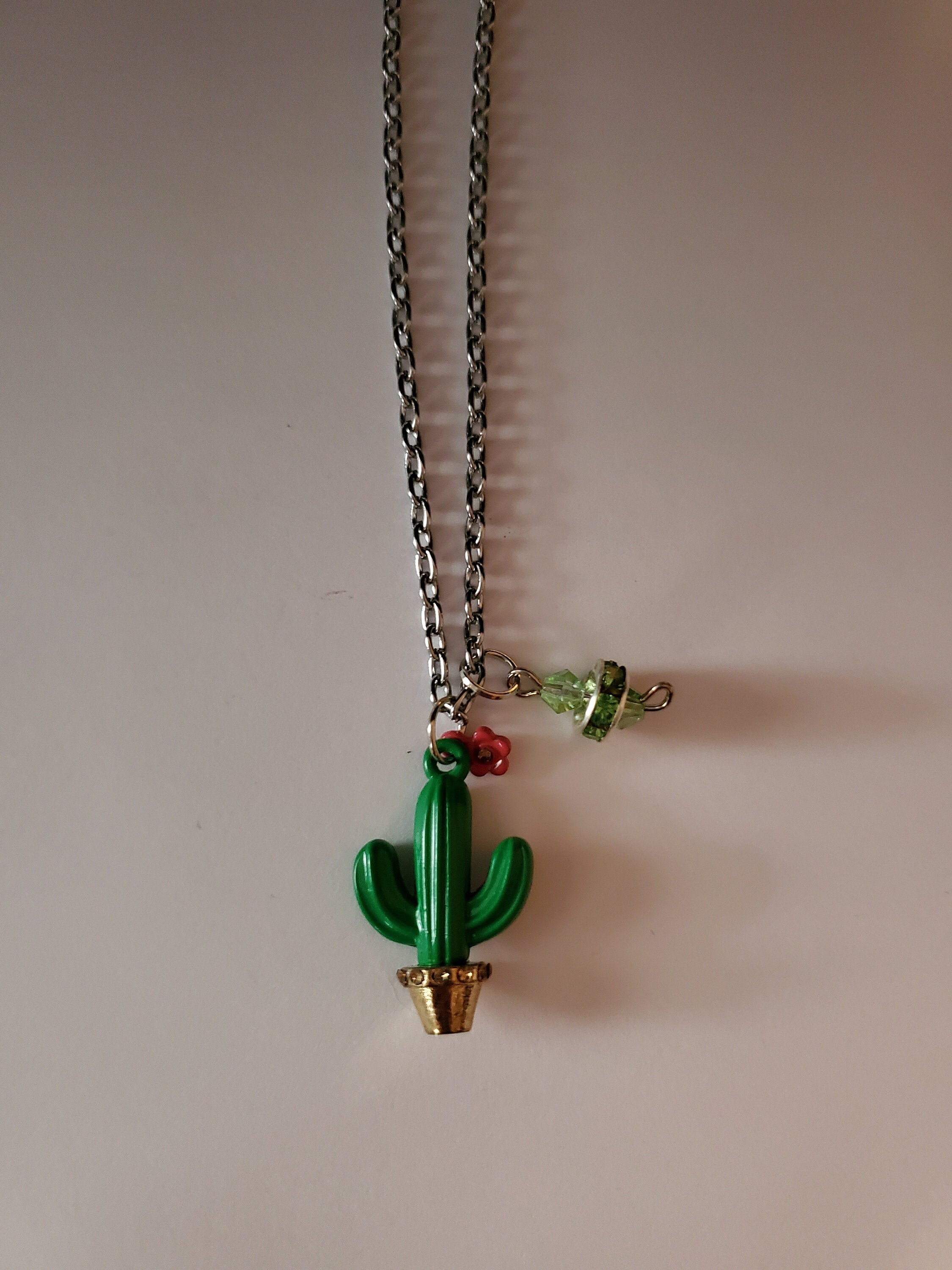 Handmade Cactus necklace with charm Etsy