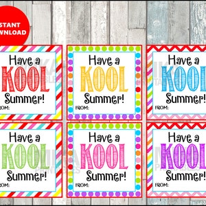 Tenha um cartão de verão KOOL, nota, fim da escola, ano, para impressão DOWNLOAD INSTANTÂNEO