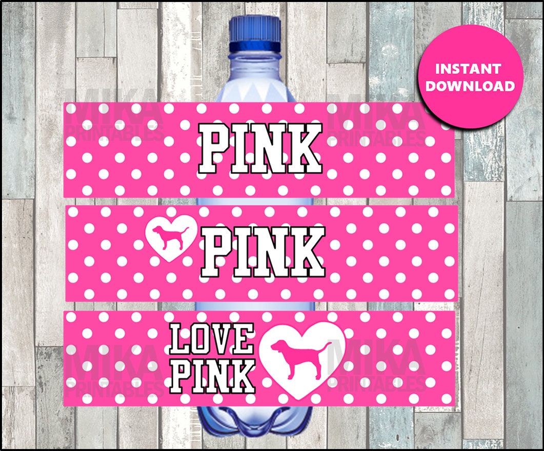 Victorias Secret Pink water labels instant download Etsy