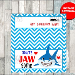 shark Valentine Cards, Printable goldfish Funny Valentine cards, shark Valentine&#39;s Day bag topper, INSTANT DOWNLOAD