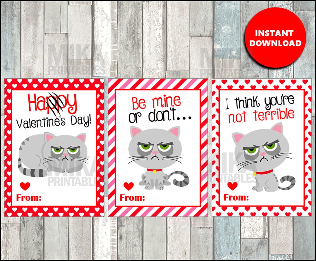 Grumpy Cat Valentine's Day Cards, Valentine's Day Cards, Printable ...