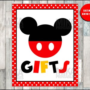 Placa de festa para presentes do Mickey Mouse 5x7 e 8x10 para impressão, DOWNLOAD INSTANTÂNEO
