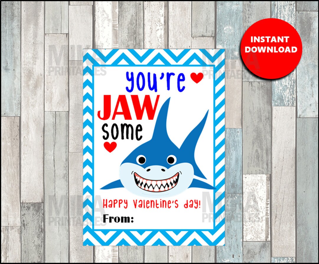 Shark Valentine Cards, Printable Goldfish Funny Valentine Cards, Shark ...