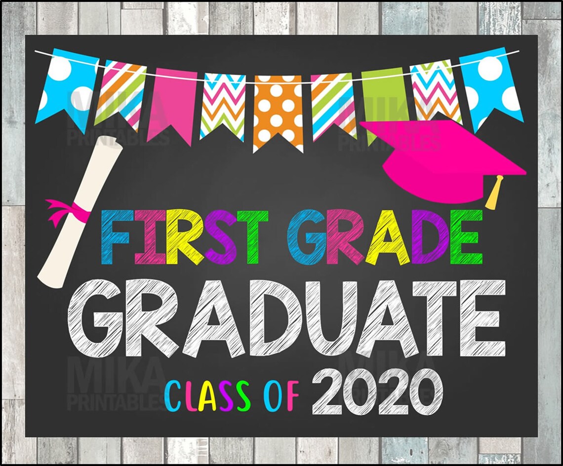 FIRST GRADE GRADUATION Sign Chalkboard Poster Photo Prop 8x10 Etsy