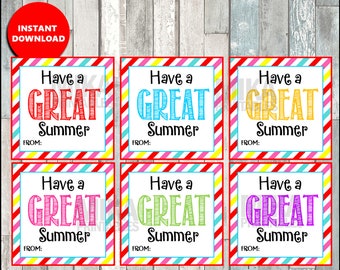 Have a Great Summer gift tag, end of school, summer break, Teacher or Student Gift Idea, Printable, PDF