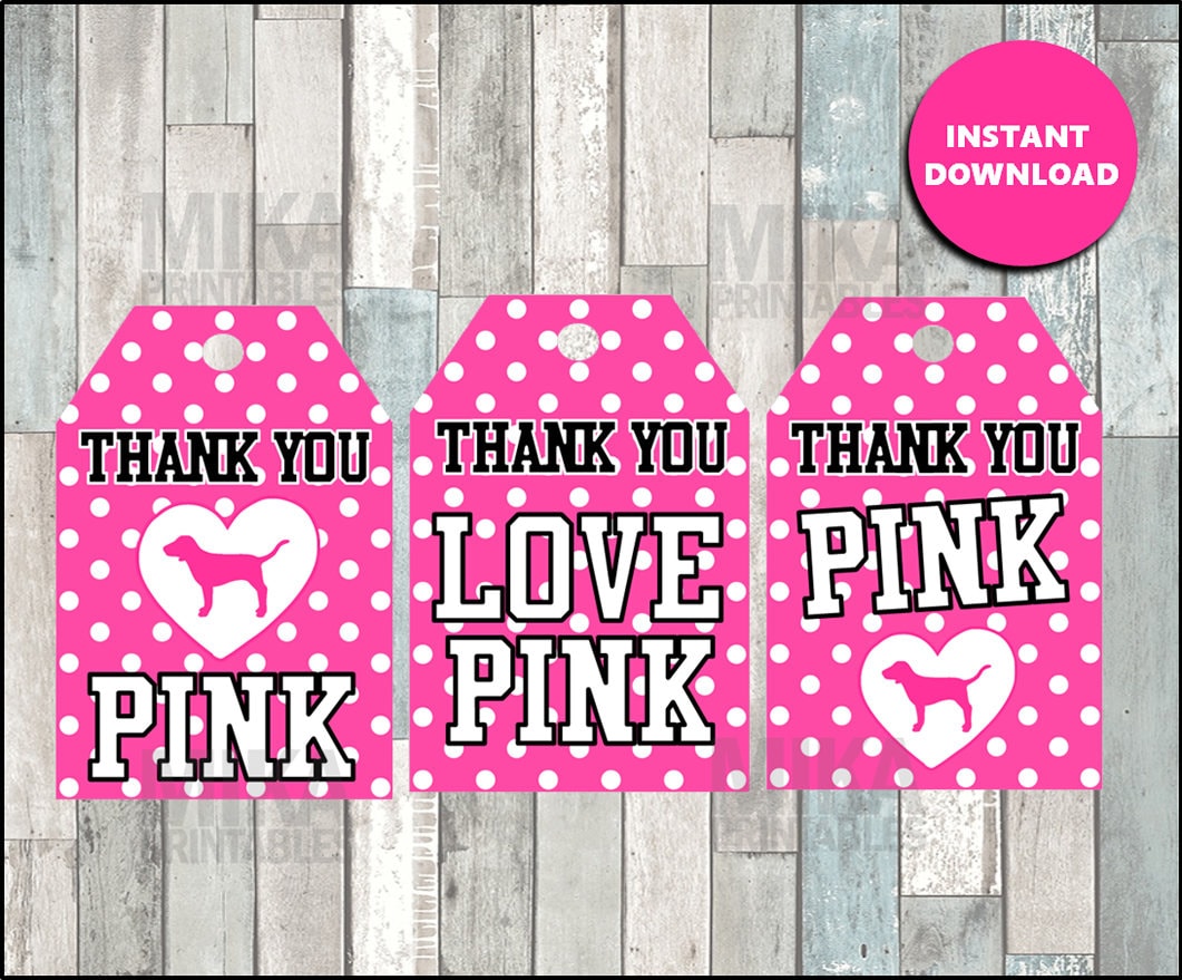 Victorias Secret Pink Thank you Tags instant download Etsy