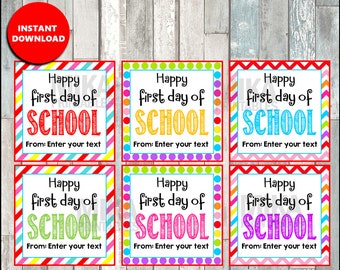 Teacher Back to School Printable Editable PDF Gift Tag Kindergarten, 1st Day of School, Thank You, Best Year Ever, Instant Download