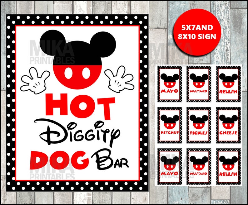Printable Mickey Mouse 5x7 and 8x10 Scorching Diggity Puppy Bar Celebration Indicator, Condiment Labels, Immediate Down load graphic relating to Hot Diggity Dog Bar Free Printable identified as Printable Mickey Mouse 5x7 and 8x10 Scorching Diggity Puppy Bar Celebration Signal, Condiment Labels, Quick Down load