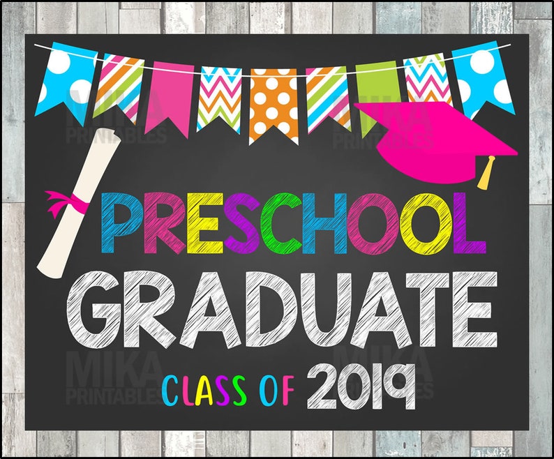 PRESCHOOL GRADUATION Sign Chalkboard Poster Photo Prop ...