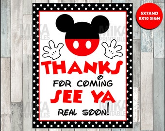 Printable Mouse 5x7 and 8x10 Thanks for Coming See Ya Real Soon Sign, INSTANT DOWNLOAD