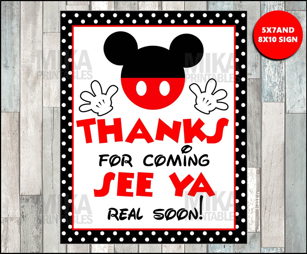 Printable Mouse 5x7 and 8x10 Thanks for Coming See Ya Real Soon