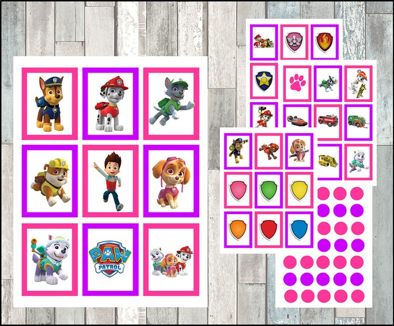 Paw Patrol Bingo Game Printable 10 different Cards Party Etsy