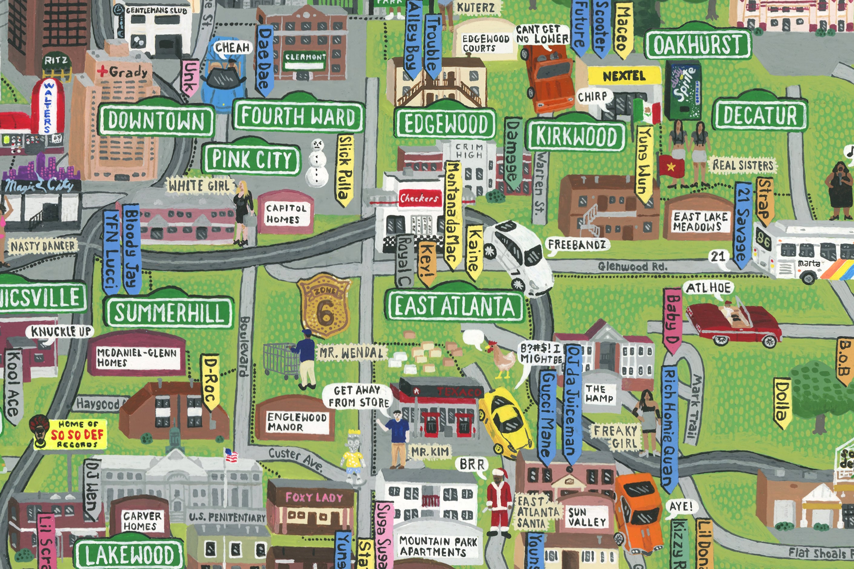 Atlanta Rap Map - Etsy