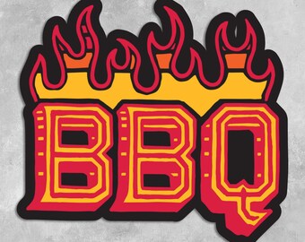 Autocollant en vinyle mat BBQ on Fire de 3 po.