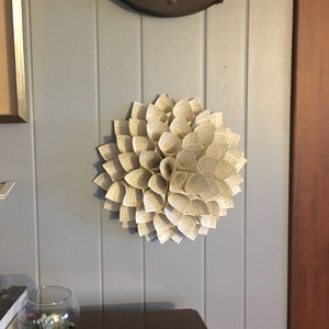 Book Paper Dahlia, 15&quot; 3D Wall Hanging Decor - Paper Flower - Gift for Book Lovers - Custom Requests- Gift Ideas