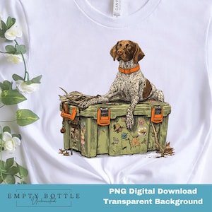 Hunting Dog Cooler PNG, Hunter Camo German Shorthaired Pointer PNG, Summer Outdoor Camping Sublimation Design, Digital Download