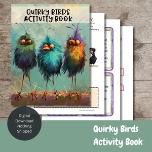 Quirky Birds Activity Book - For Kids - Coloring, Sudoku, Maze, Trivia, More - PDF Instant Download