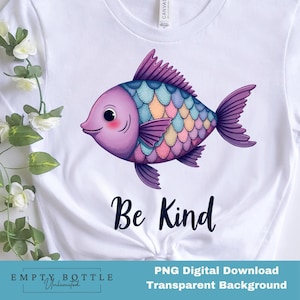 Camiseta de peixe com escamas de arco-íris, camiseta de professor de leitura, camiseta de leitor de livros, camiseta de peixe com cores de arco-íris, camiseta de professor, camiseta Be Kind PNG