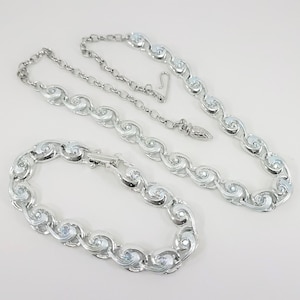 STUNNING AURORA BOREALIS Vintage Silver Tone Set Necklace - 12-16" adjustable Bracelet - 7" Like New Bridal Wedding Hollywood Glam gift
