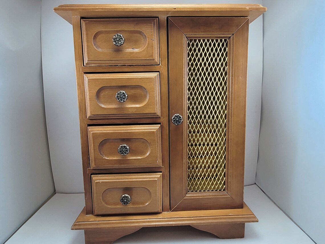 Vintage 1960's MUSIC Wooden Jewelry Box Plays Blue Etsy