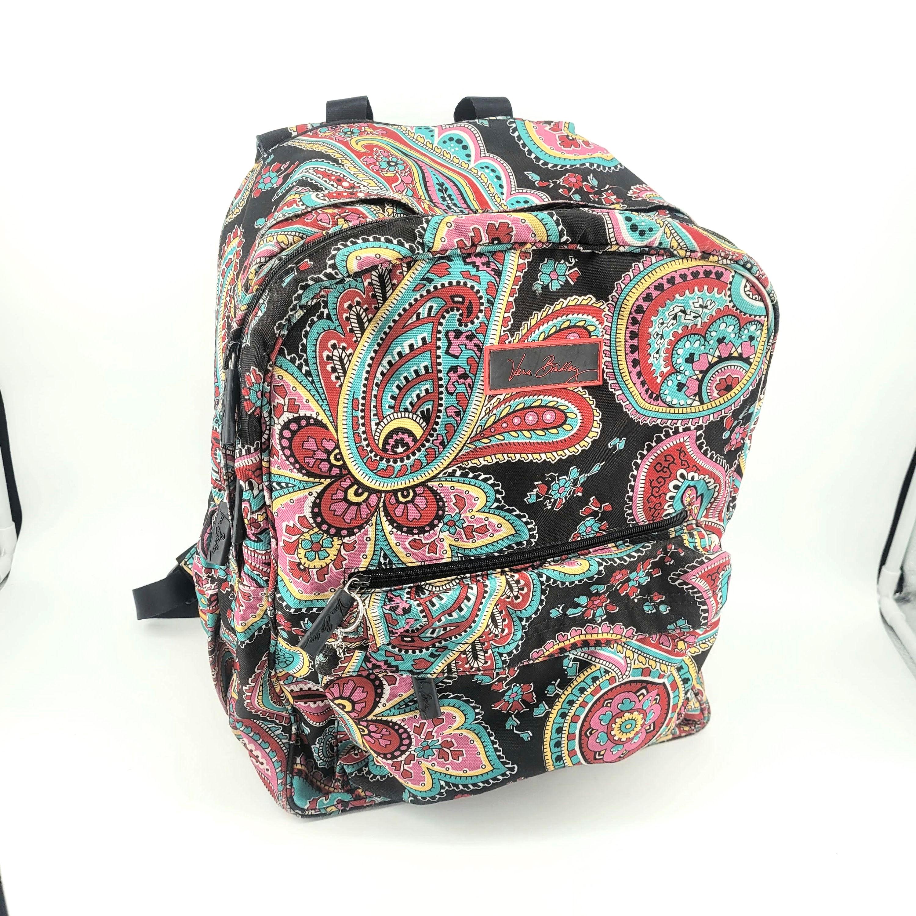 RARE Vera Bradley Paisley Diaper Bag Backpack Vintage Vera Bradley Green & Pink Paisley Tutti Frutti  main image 4