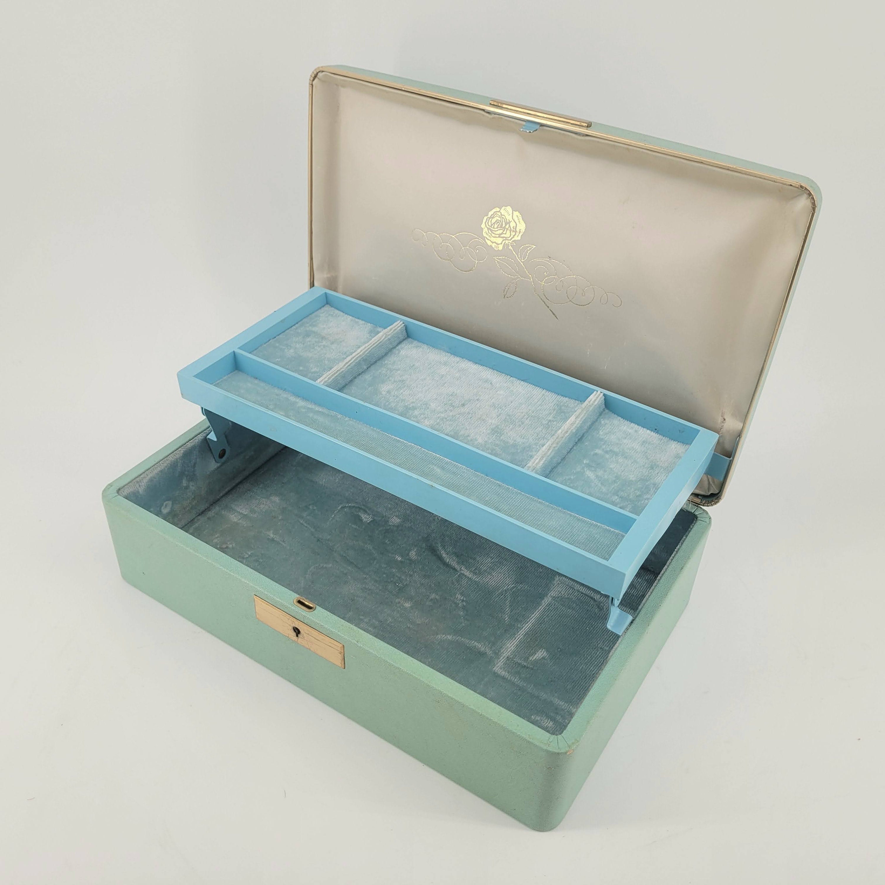 Vintage Farrington Green Texol w/ Green Velvet Lining Jewelry Box (2x7