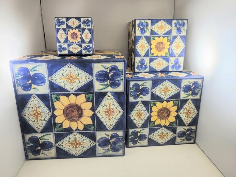 4 bob's Boxes STACKING Nesting Decor Boxes Etsy