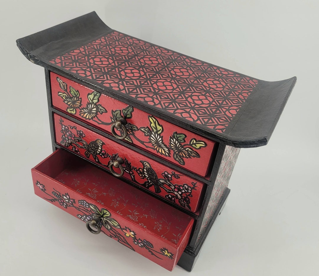 ASIAN JAPANESE Style JEWELRY Box 9w X 6d X Etsy