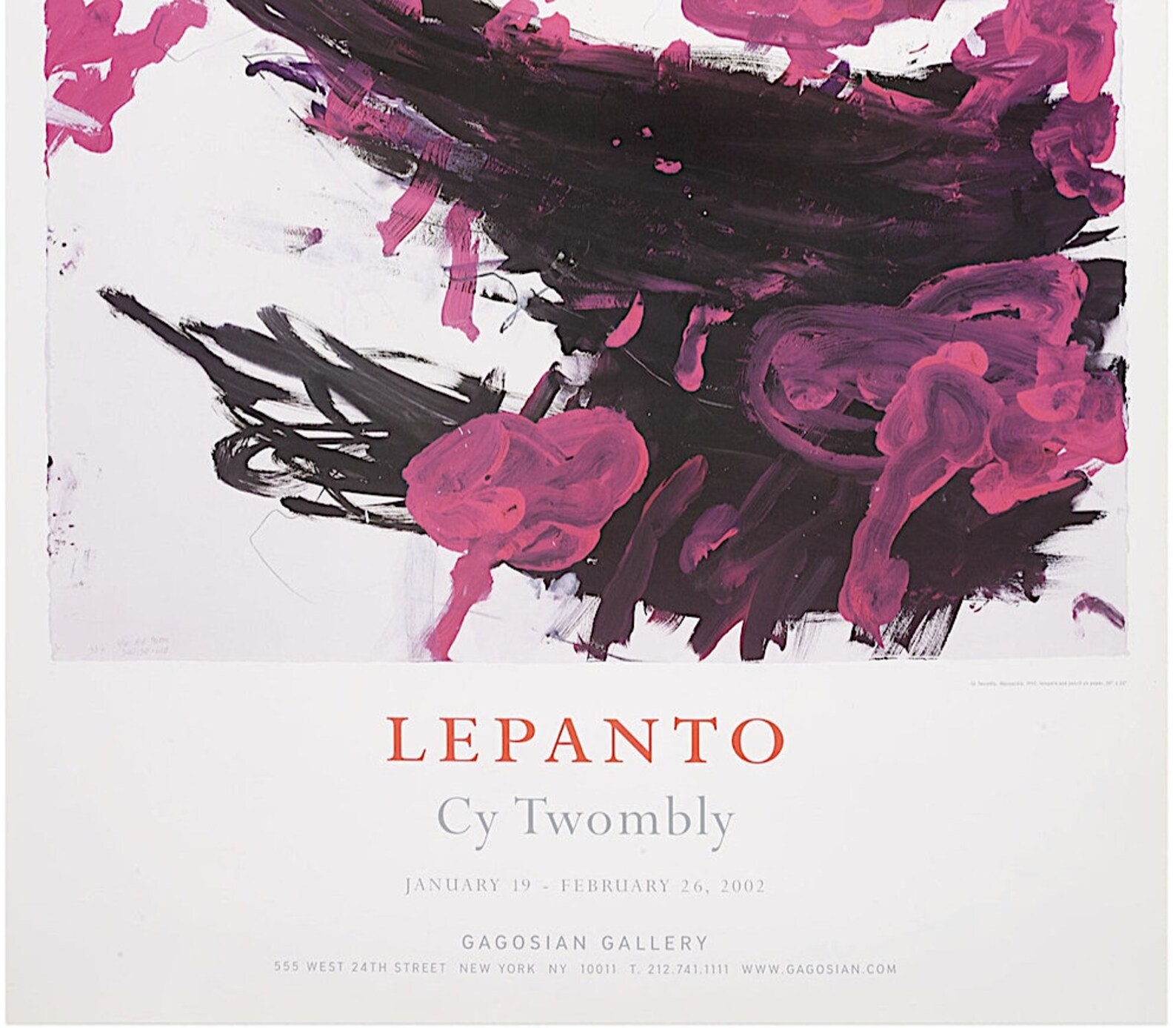 CY TWOMBLY - 'lepanto' - Large Original Exhibition Poster - C2002