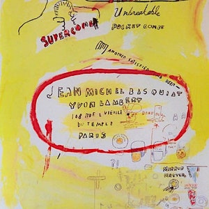 JEAN-MICHEL BASQUIAT - rare vintage exhibition poster - c1988 - large (First edition of 500. Yvon Lambert Gallery, Paris) ex