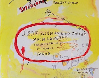 JEAN-MICHEL BASQUIAT - rare vintage exhibition poster - c1988 - large (First edition of 500. Yvon Lambert Gallery, Paris) ex