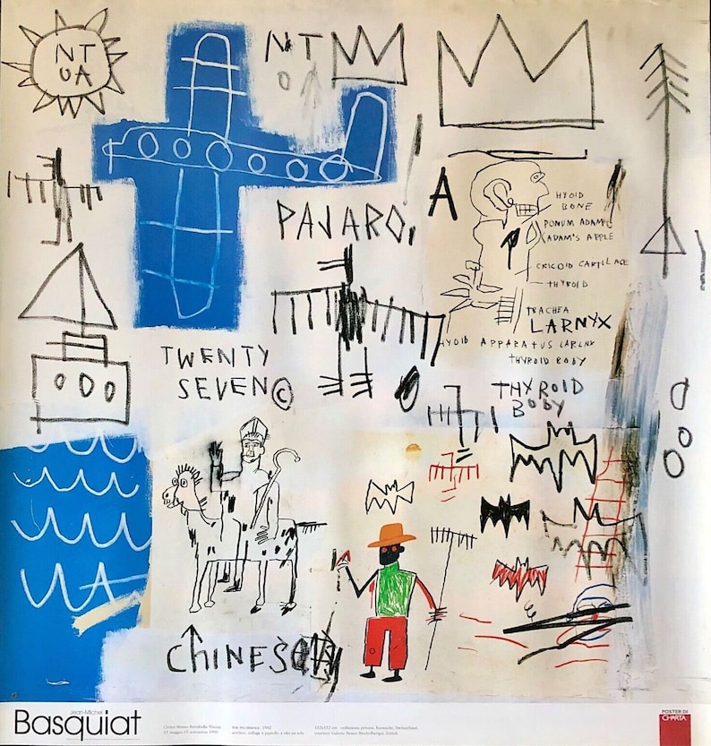 JEAN-MICHEL BASQUIAT - 'Pilgrimsfärden' - original utställningsaffisch - ca 1999 - sällsynt (Begränsad första upplaga) bild 1