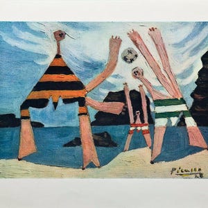 PABLO PICASSO - &#39;On the beach&#39; - vintage lithograph - c1950s (Braun & Cie, Paris)