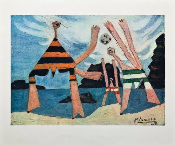 picasso figures on a beach