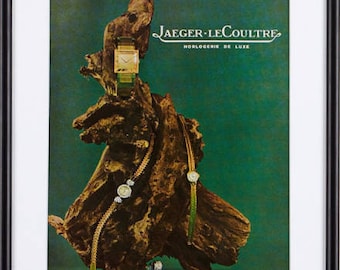 JAEGER LeCOULTRE - anuncio de reloj vintage original - enmarcado - c1960s - (Patek Philippe Int)