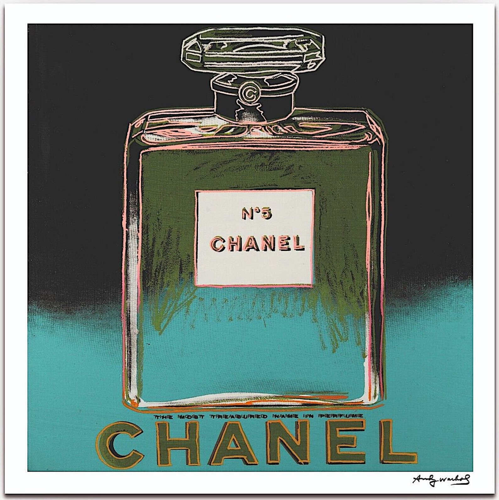 Vintage 90s Andy Warhol Blue Chanel No. 5 Perfume Pop Art Poster Wall  Hanging 22x28