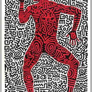 KEITH HARING - &#39;Into 84&#39; - vintage original exhibition poster - c1984 - rare (Limited first edition. Tony Shafrazi Gallery, NY)