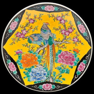 CHINESE PLATE - hand decorated vintage porcelain plate - mid 20th Century