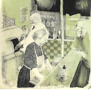 DAVID HOCKNEY - &#39;Fish & Chip Shop&#39; - original exhibition poster (Salts Mill Gallery, Yorkshire)