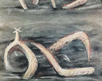 HENRY MOORE - 'Sculptures et dessins' - cartel vintage original de la exposición - c1983 (Galerie Maeght, París)