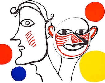 ALEXANDER CALDER - 'Deux personnages' - vintage original lithograph - c1976 (Limited edition. Maeght/DLM/Mourlot, Paris)