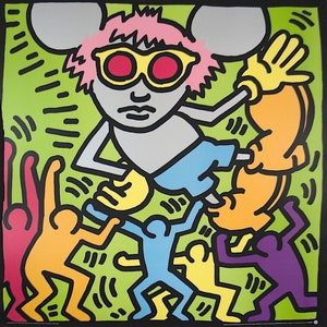 KEITH HARING - &#39;Andy Mouse&#39; - rare original screenprint - c1991 - very large (Limited edition. Published by Haring Estate. Warhol Int)