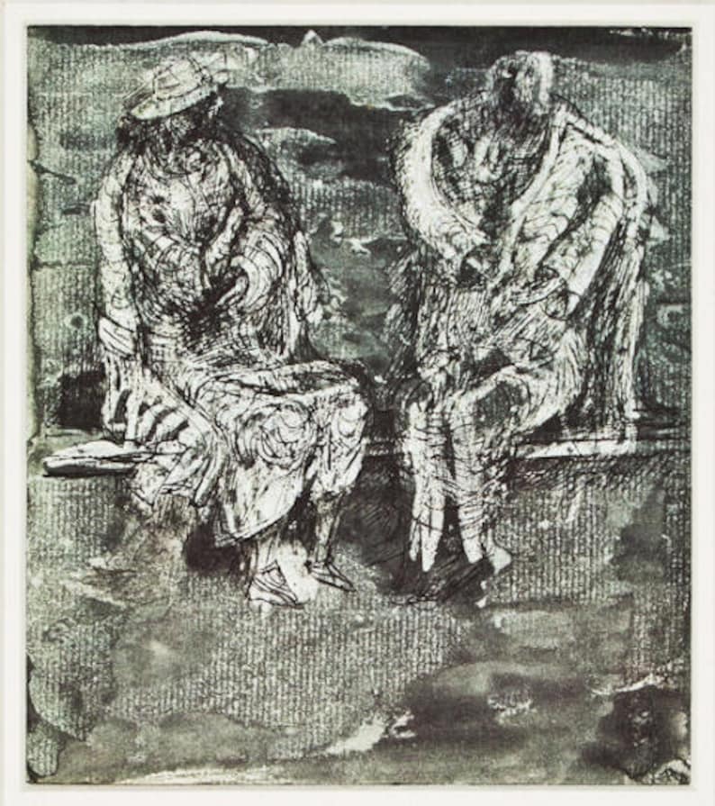 HENRY MOORE 'Shelter sketchbook' vintage offset lithograph c1974 important 20th Century English artist image 1